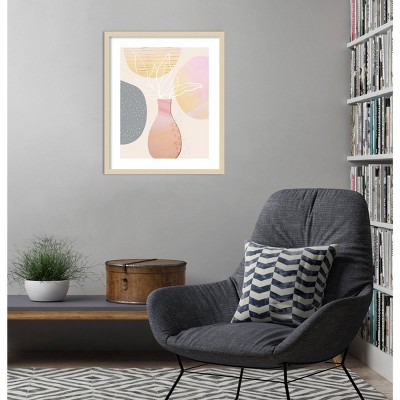 Mid Century Floral I Svelte Natural Framed Wall Art Print