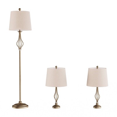 Set of 3 Modern Curved Openwork Lamps