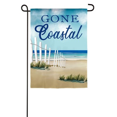 Evergreen Gone Coastal Garden Burlap Flag