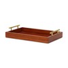 HomeRoots 16" Brown And Gold Solid Wood Handmade Serving Tray With Handles - 4 of 4