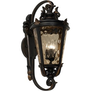 John Timberland Casa Marseille Rustic Outdoor Wall Light Fixture Veranda Bronze Ornate Scroll 36" Champagne Hammered Glass for Post Exterior Barn Deck - 1 of 4