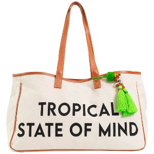 Magid Canvas Slogan Tote "TROPICAL STATE OF MIND" - 1 of 4