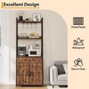 Coucheta Bakers Rack with Cabinet 5 Tier Microwave Stand 63.78" Standing Bakers Rack with Door Tall Coffee Bar Brown Home Bar Cabinet - 4 of 4