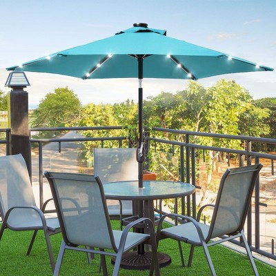Sonkuki 7.5 ft Outdoor LED Solar Lighted Patio Market Umbrella w/ Push Button Tilt