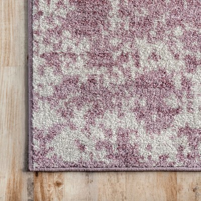 Deedra Pink and Ivory Abstract Runner Rug