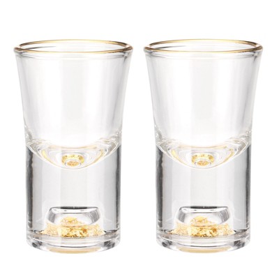 Unique Bargains Polystyrene Lightweight Shot Glasses with Gold Leaf Flakes 2 Pcs
