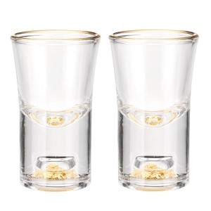 Unique Bargains Polystyrene Lightweight Shot Glasses with Gold Leaf Flakes 2 Pcs - 1 of 4