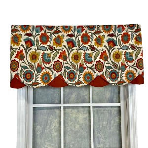 RLF Home Fiesta Floral Petticoat Window Treatment High Quality Valance 3" Rod Pocket 50" x 15" Rust/Multicolor - 1 of 3