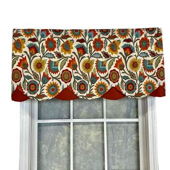 RLF Home Fiesta Floral Petticoat Window Treatment High Quality Valance 3" Rod Pocket 50" x 15" Rust/Multicolor