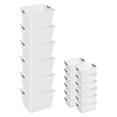 Sterilite Deep Ultra Storage Bin Organizer Basket (6 Pack) & Small (12 Pack)