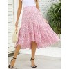 Coolmee Women's Maternity Maxi Skirt High Waist Boho Floral Fashion Ruffle Casual Flowy Swing Pleated A Line Long Skirts - 2 of 3