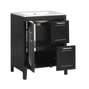 ChicFurnit Bathroom Storage Cabinets Bathroom Floor Storage Cabinet Functional Bathroom Cabinet with Drawer for Bathroom, Black, 24"*18.3"*33.2" - 1 of 4