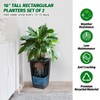 16" Tall Planters Set of 2, High Front Porch Planter Pots with Drainage Holes＆Water Level Monitor＆Inner Bucket, Automatic Watering - 2 of 4