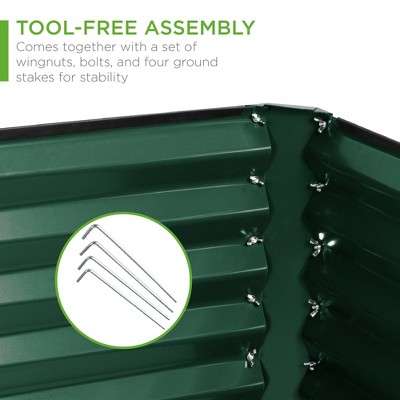Dark Green 6x3x2ft Metal Raised Garden Bed Planter Box