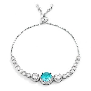 Slickblue 5.95ct CZ Bolo Tennis Bracelet for Women, Adjustable 8.5", Silvertone Plating, 7 Color Options - 1 of 3