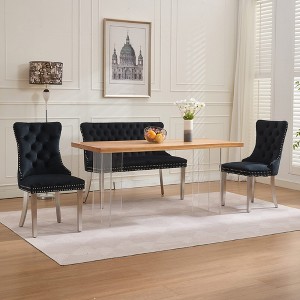 GDFStudio Haley Mid Century Modern 46''W Velvet Upholstered Dining Bench with Tufted Back - 1 of 4