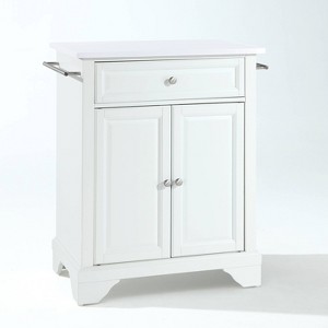 Lafayette Stone Top Portable Kitchen Island/Cart White - Crosley: Expandable Design, Towel Bar, Adjustable Shelf - 1 of 4