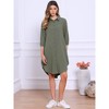 INSPIRE CHIC Women's Casual 3/4 Sleeve Collared Lightweight Cover Up Button Down Shirt Dress - 4 of 4