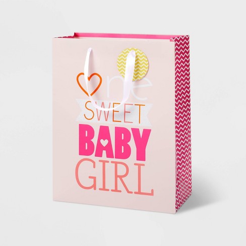 Baby Girl 1st Birthday Pink Scrapbook Small Gift B Small Gift Bag