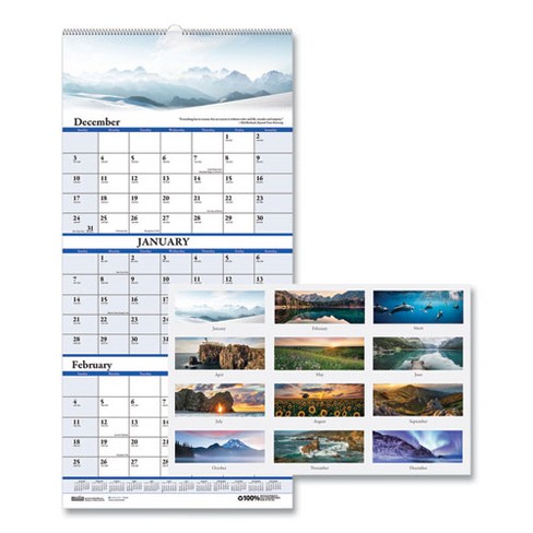 Earthscapes Recycled 3-Month Vertical Wall Calendar, Scenic Landscape Photography, 12.25 x 26, 14-Month: Dec 2024 to Jan 2026 - image 1 of 3