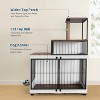 2-In-1 Wooden Pet Kennel for Homes with Dogs and Cats Multi-Functional Dog Crate Furniture with Cat Scratching Post & Rotating Bowls - 4 of 4