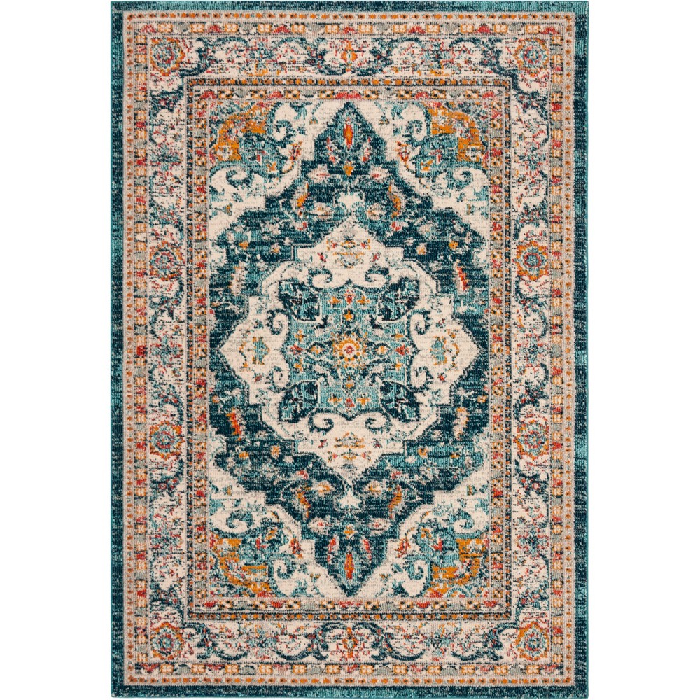 5'1inx7'6in Medallion Loomed Area Rug Ivory/Blue - Safavieh