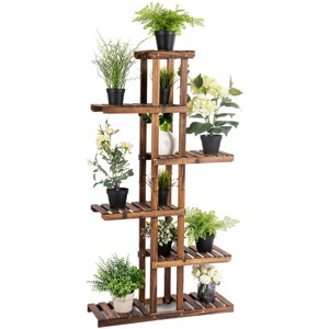 Costway 6 Tier 11 Pots Wooden Plant Flower Display Stand Wood Shelf Storage Rack Garden - 1 of 4