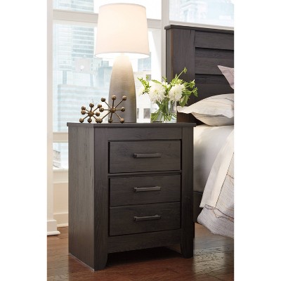 Charcoal Gray 2-Drawer Transitional Nightstand