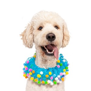 Midlee Blue Birthday Pom Pom Dog Collar - 1 of 4