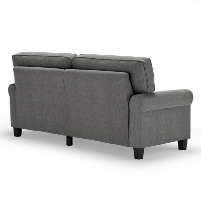 Gray Fabric Rolled Arm Sofa with Removable Cushions