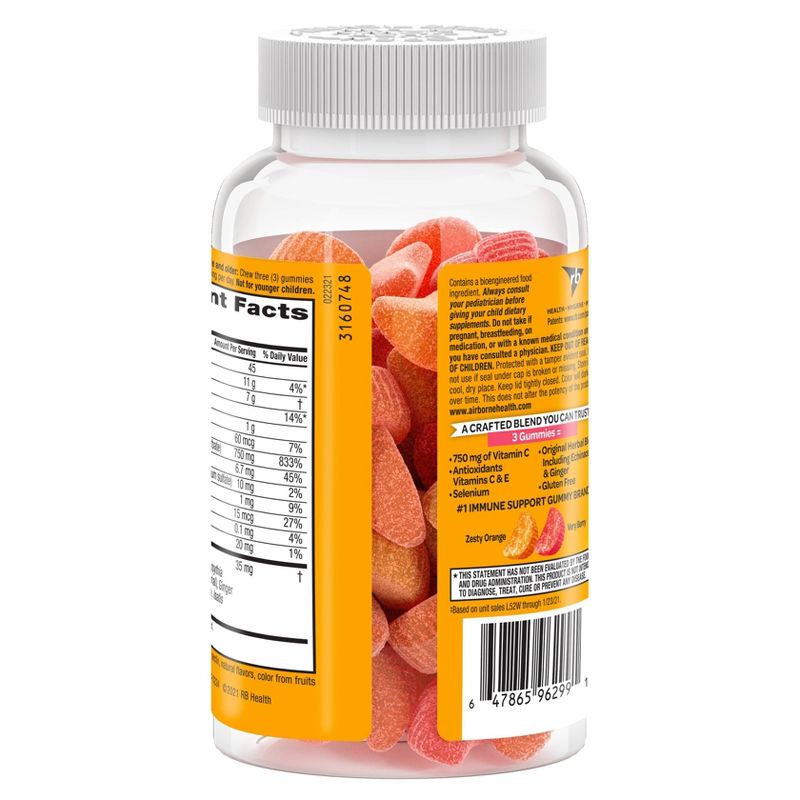 Airborne Immune Support Gummies with Vitamin C &#38; Zinc - Assorted Fruit - 63ct, 3 of 12