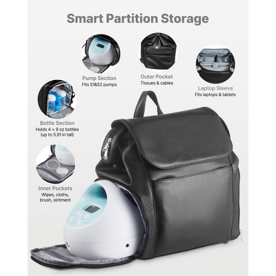 VEVOR Breast Pump Backpack, Breast Feeding Bag with Ice Pack, Fits for S1/S2, Pumping Accessories & Breastmilk Storage, Pump Carrying Case, Black — фото 6