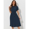 INSPIRE CHIC Women's Retro Ruffled Collar Short Sleeve A-Line Pleated Dress - 3 of 4