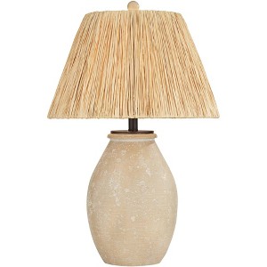 360 Lighting 27 1/2" High Raffia Shade Sand Finish Table Lamp - 1 of 4