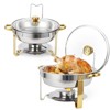MilleLoom Chafing Dish Buffet Set , 5QT Food Servers and Warmers Stainless Steel Round Chafing Dishes with Glass Lid & Lid Holder for Parties - 2 of 4