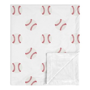 Sweet Jojo Designs Boy Baby Security Blanket Baseball Patch Red and White - 1 of 3