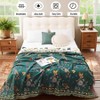 Boho 100 Cotton Throw Blanket - Teal/Beige, 80x90 for Bed, Sofa, Chair - 3 of 4