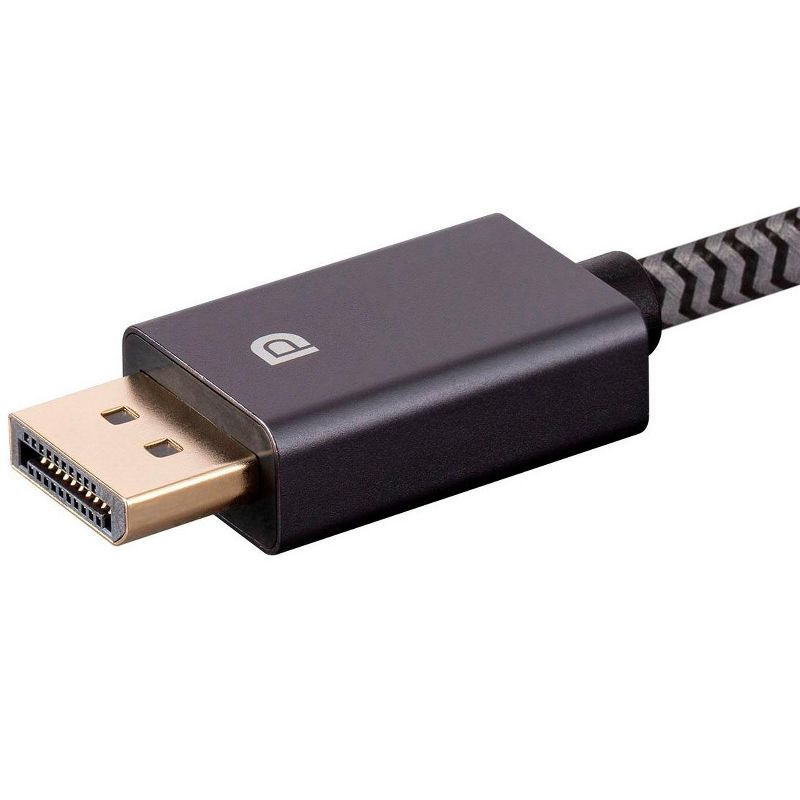 Monoprice DisplayPort 1.4 EasyPlug Nylon Braided Cable - 6 Feet - Gray | Up to 32.4 Gbps, 8K@60Hz, DPCP, HDCP, 3D Video, HBR3, DSC 1.2, 3 of 5