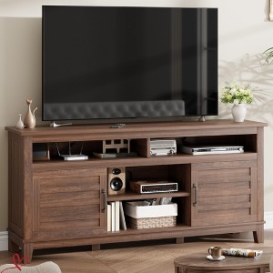 TV Stand for 63 in Entertainment Center with Adjustable Shelves Farmhouse TV Stand with Cabinet Doors - 1 of 4