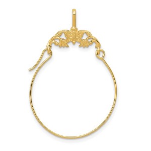 Black Bow Jewelry 14k Yellow Gold Butterfly & Floral Charm Holder Pendant, 23mm (7/8 in) - 1 of 4