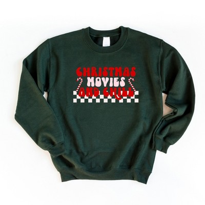 Simply Sage Market Women's Graphic Sweatshirt Christmas Movies and Chill Checkered