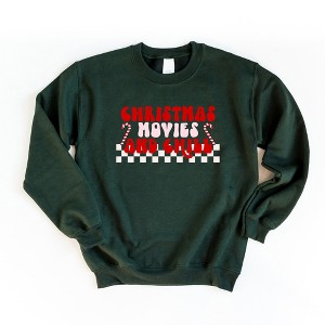 Simply Sage Market Women's Graphic Sweatshirt Christmas Movies and Chill Checkered - 1 of 2