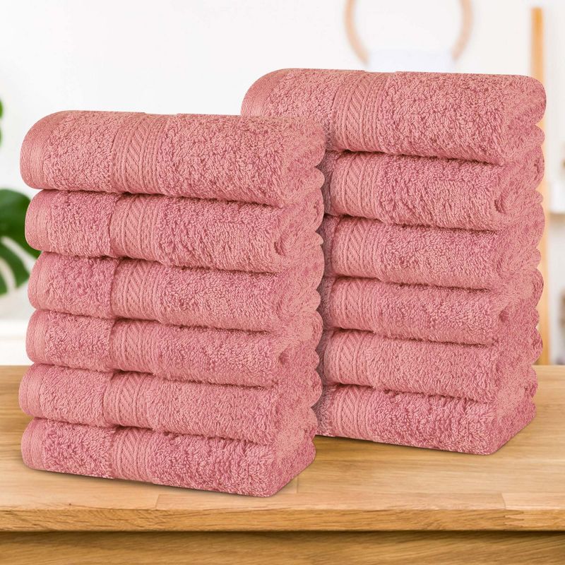 Cotton Plush Soft Highly-Absorbent Heavyweight Luxury Face Towel Washcloth Set of 12 by Blue Nile Mills, 2 of 6