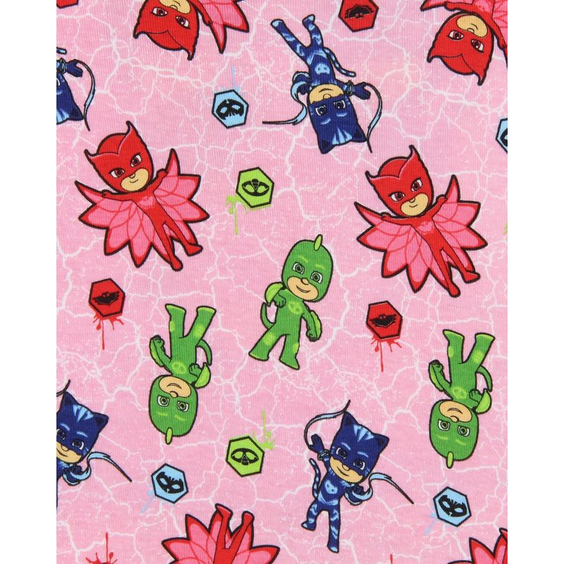 PJ Masks Toddler Girls' Gekko Catboy Owlette Title Logo Sleep Pajama Set Pink, 4 of 6