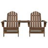 vidaXL Adirondack Outdoor Garden Chair with Tea Table- All-Weather-Resistant Patio Furniture- Solid Fir Wood- Brown - 2 of 4