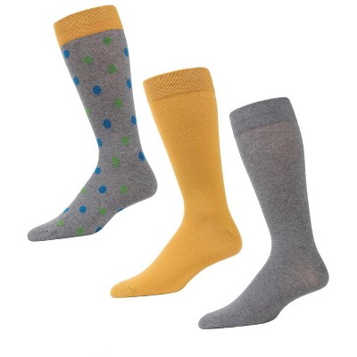 Memoi Dotted Cotton Blend Crew Sock 3 Pack