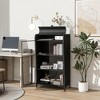 47.6inTall Metal Storage Cabinet with Glass Doors & Flip-Top, 4-Tier Display Cabinet with Open Shelves,Sideboard Buffet for Kitchen,Bathroom - 2 of 4