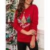 Merry Christmas Sweatshirt for Women Long Sleeve Crewneck Xmas Plaid Tree Graphic Funny Holiday Blouse Tops - 4 of 4