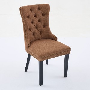 NicBex Dining Chair with Tufted Button Backrest Modern Upholstered Linen Fabric Cushion Seats Side Chair with Nailhead Trim,2pc - 1 of 4