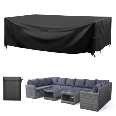 GARPROVM 124" L Large Outdoor Patio Furniture Cover With Handles Couch Protector Waterproof Reinforced